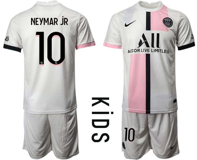 Youth 2021-2022 Club Paris St German away white #10 Soccer Jersey